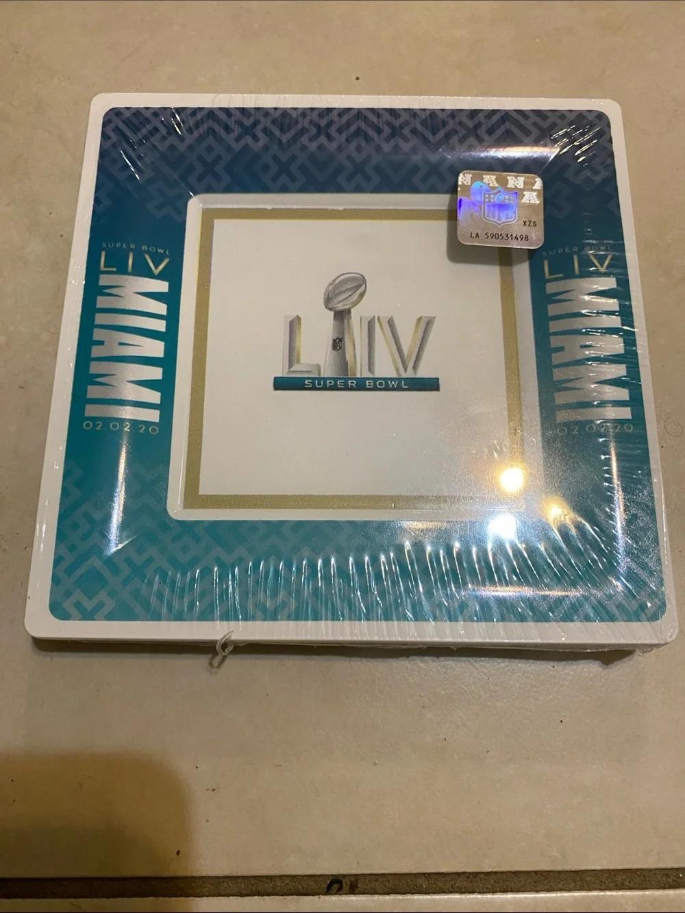 Super Bowl LIV Party Plates - Teal and White